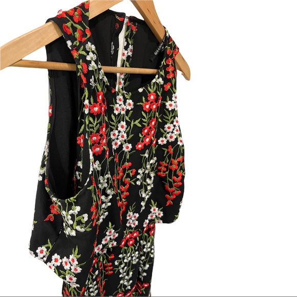 GIANNI BINI BLACK FLORAL DAISY RED GREEN EMBROIDERED SLEEVELESS DRESS - Picture 10 of 16